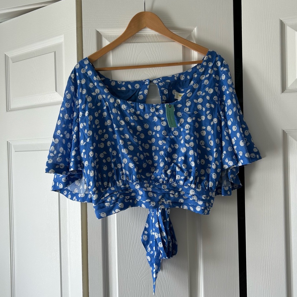 Anthropologie Maeve Square-Neck Crop Top Blue Blouse Top Size 2X NWT - Picture 4 of 13